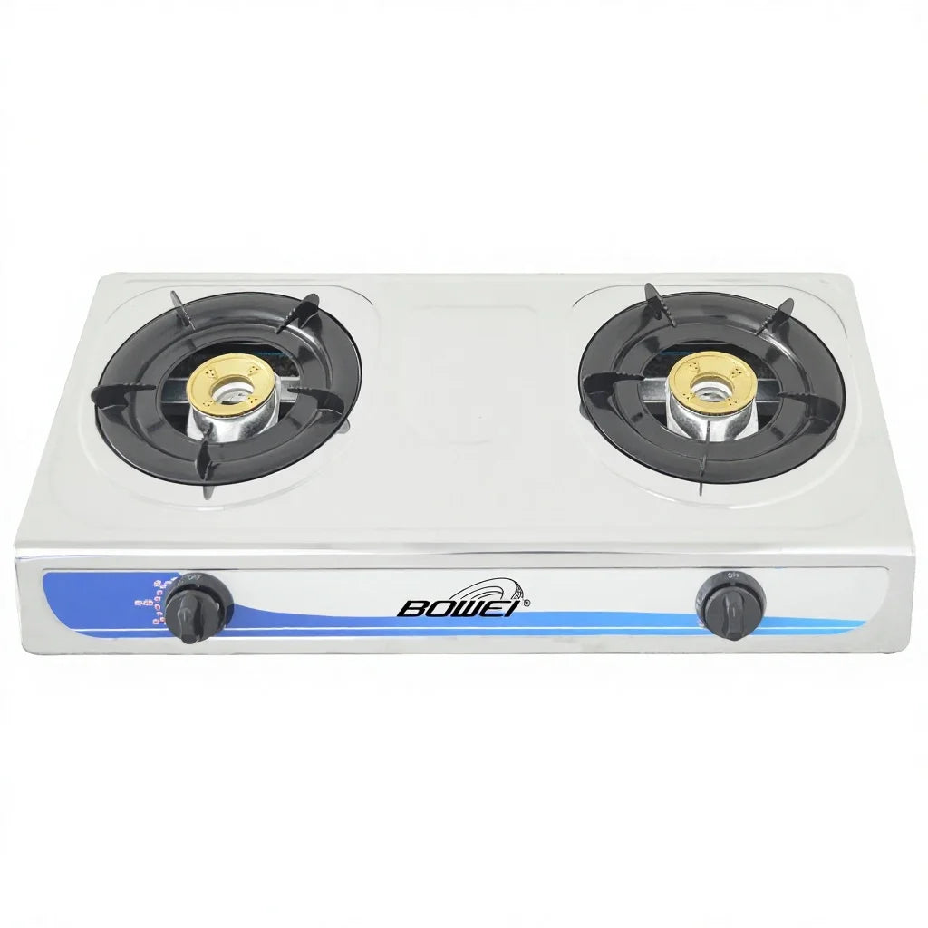 Ruifen Portable Double Burner LPG Gas Stove - High-Efficiency Auto Ignition