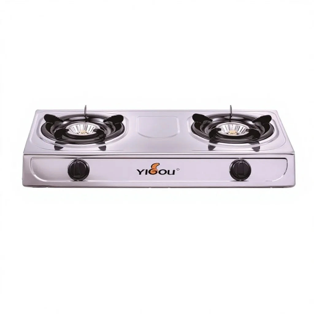 Ruifen Blue-Flame Table Top 2-Burner Wok Gas Stove - Stainless Steel B2B Edition
