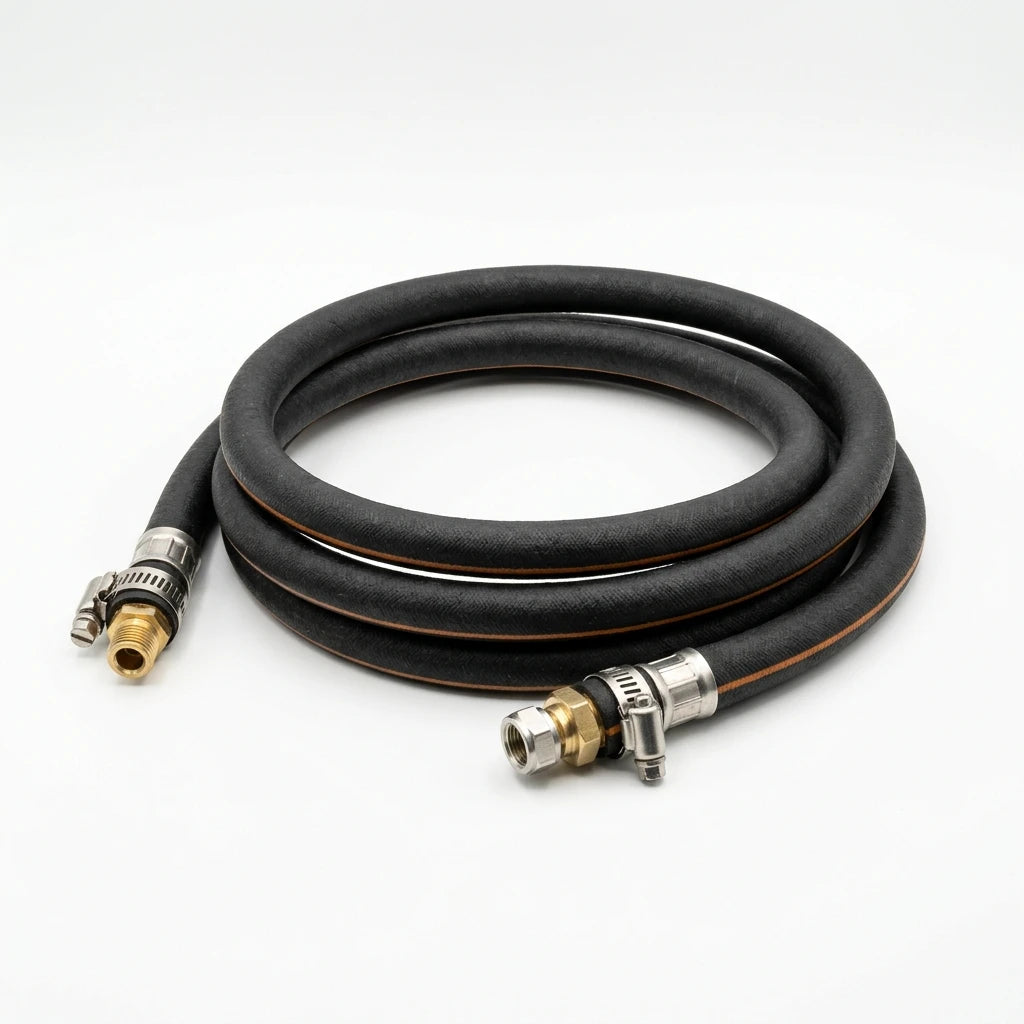 Ruifen LPG Gas Hose - Reinforced Rubber 1.5m with Safety Clamps