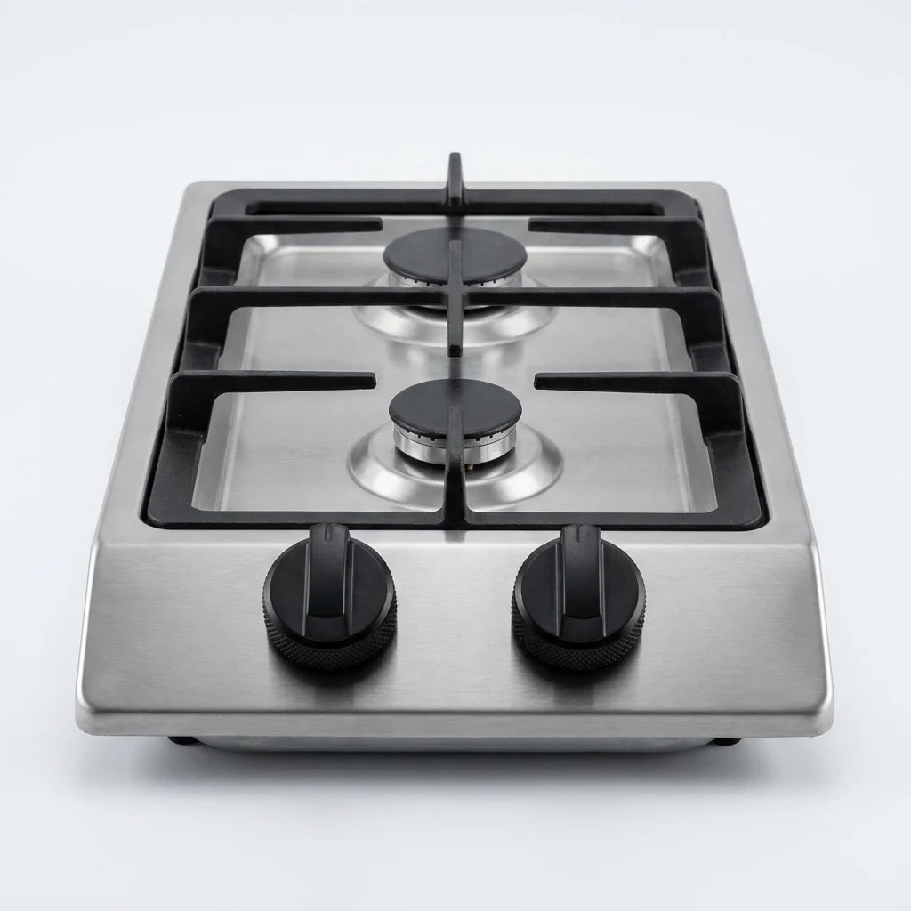 Ruifen 2-Burner Stainless Steel LPG Gas Stove - Household Portable Cooktop
