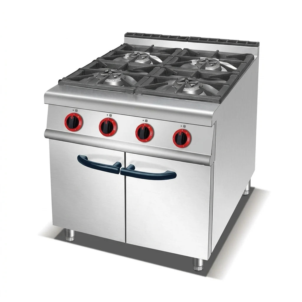 Ruifen Commercial 4-Burner Gas Range with Integrated Oven